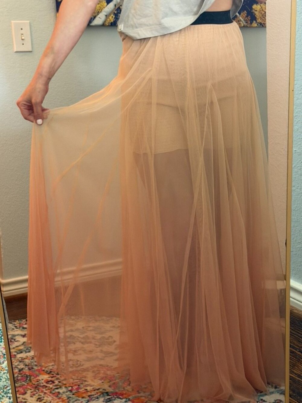 Free People FP One Rhea Tulle Maxi Skirt – Sunset Ombre – Size Large - Picture 7 of 16